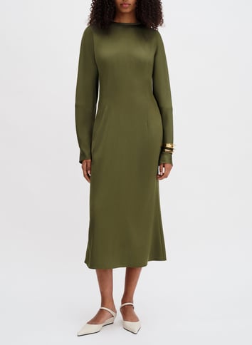 Solid straight midi dress with open back FILIPPA K Green
